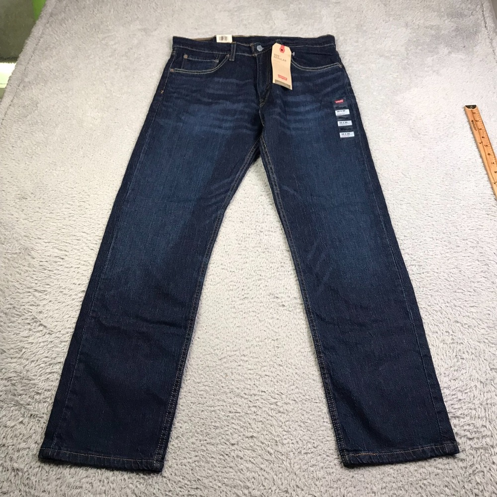 Levis 505 Jeans Mens 32x30 Regular Dark Wash Stretch Straight Leg Denim NEW NWT